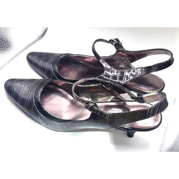 Circa Joan David Crocodile Leather Kitten Sling Back Heels Size 6.5 - Picture 5 of 6